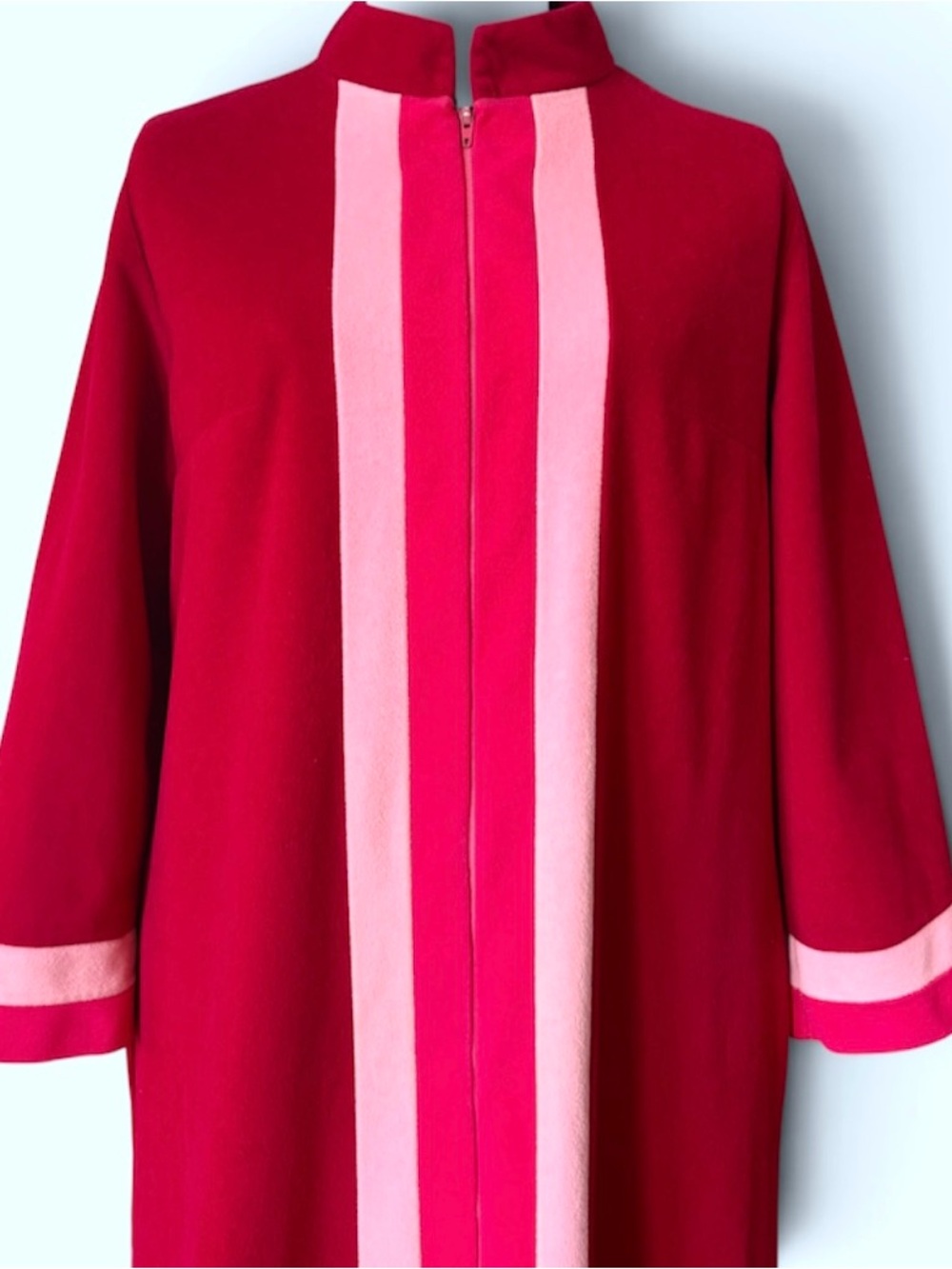 Vintage Vanity Fair Hostess Gown Mid Century Mod Velour Zip Up Lounge Robe L
